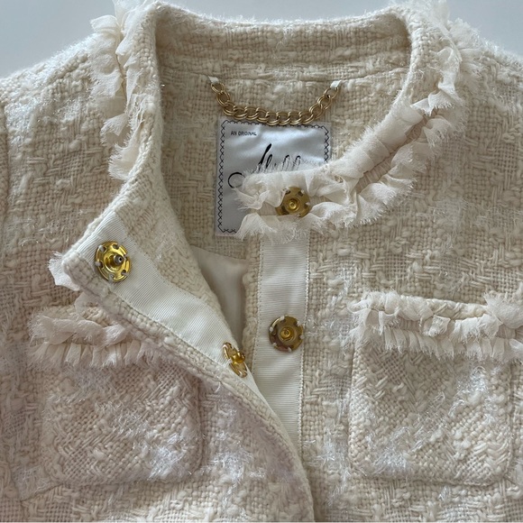 Milly of New York Women's Cream Boucle Fitted Blazer Four Pockets Size 4 - Picture 7 of 7